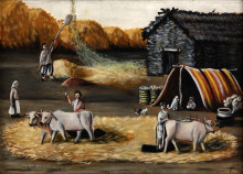 Картина "молотьба хлеба в деревне" художника "пиросмани нико"
