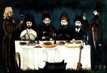 Репродукция картины "the feast of kupreishvili family" художника "пиросмани нико"