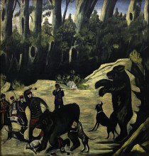 Репродукция картины "bear hunting" художника "пиросмани нико"