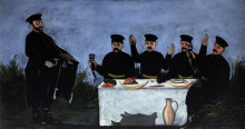 Копия картины "кутеж кинто с органщиком датико земель" художника "пиросмани нико"