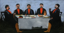 Репродукция картины "кутеж пяти князей" художника "пиросмани нико"