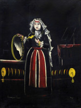 Репродукция картины "georgian woman with tambourine" художника "пиросмани нико"