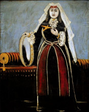 Репродукция картины "georgian woman with tambourine" художника "пиросмани нико"