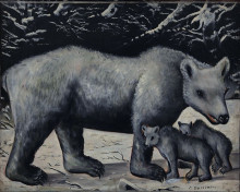 Репродукция картины "white bear with her cubs" художника "пиросмани нико"