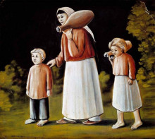 Репродукция картины "georgian woman with children" художника "пиросмани нико"