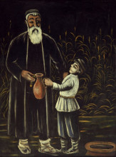 Репродукция картины "крестьянин с внуком" художника "пиросмани нико"