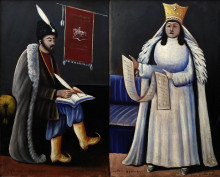 Репродукция картины "шота руставели и царица тамара" художника "пиросмани нико"