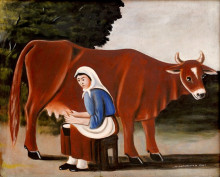 Картина "женщина доит корову" художника "пиросмани нико"