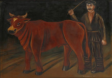 Копия картины "farmer with a bull" художника "пиросмани нико"