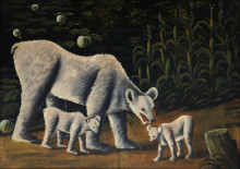 Репродукция картины "белая медведица с медвежатами" художника "пиросмани нико"