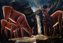 Репродукция картины "семья оленей" художника "пиросмани нико"