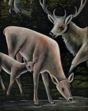 Копия картины "оленье семейство у водопоя" художника "пиросмани нико"