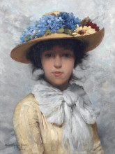 Копия картины "woman in white dress and straw hat" художника "пирс чарльз спарк"