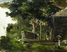 Копия картины "landscape with house in the woods in saint thomas, antilles" художника "писсарро камиль"