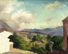 Репродукция картины "mountain landscape at saint thomas, antilles (unfinished)" художника "писсарро камиль"