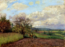 Копия картины "landscape with a cowherd" художника "писсарро камиль"