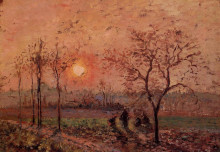 Репродукция картины "sunset" художника "писсарро камиль"