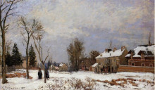 Репродукция картины "the road from versailles to saint germain, louveciennes. snow effect" художника "писсарро камиль"
