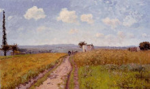 Репродукция картины "june morning, view over the hills over pontoise" художника "писсарро камиль"
