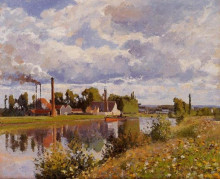 Картина "the river oise near pontoise" художника "писсарро камиль"