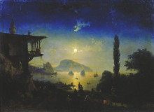 Копия картины "лунная ночь в крыму. гурзуф" художника "айвазовский иван"