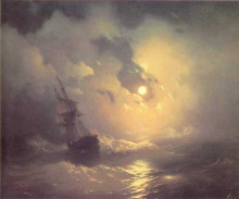 Копия картины "буря на море ночью" художника "айвазовский иван"