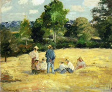 Копия картины "resting harvesters, montfoucault" художника "писсарро камиль"