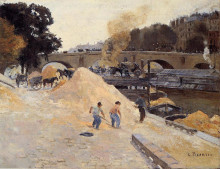 Репродукция картины "the banks of the seine in paris, pont marie, quai d&#39;anjou" художника "писсарро камиль"