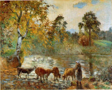 Репродукция картины "the pond at montfoucault" художника "писсарро камиль"