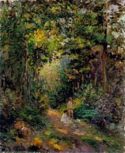 Репродукция картины "autumn, path through the woods" художника "писсарро камиль"