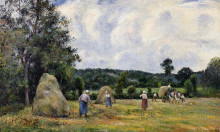 Картина "the harvest at montfoucault 2" художника "писсарро камиль"