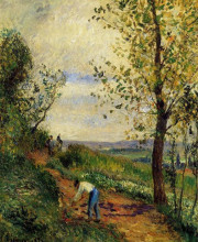 Копия картины "landscape with a man digging" художника "писсарро камиль"
