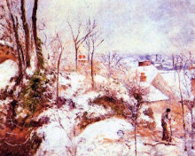 Репродукция картины "a cottage in the snow" художника "писсарро камиль"