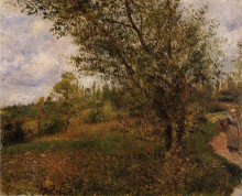 Репродукция картины "pontoise landscape, through the fields" художника "писсарро камиль"