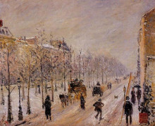Копия картины "the boulevards under snow" художника "писсарро камиль"