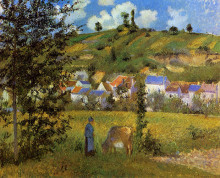 Репродукция картины "landscape at chaponval" художника "писсарро камиль"