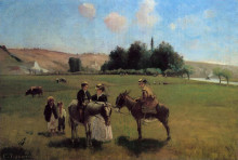 Копия картины "donkey ride at la roche-guyon" художника "писсарро камиль"