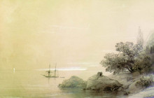 Копия картины "море у скалистого берега" художника "айвазовский иван"