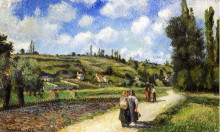 Репродукция картины "landscape near pontoise, the auvers road" художника "писсарро камиль"