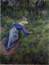 Копия картины "peasant gathering grass" художника "писсарро камиль"