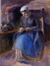 Репродукция картины "woman sewing" художника "писсарро камиль"