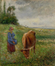 Копия картины "cowherd, pontoise" художника "писсарро камиль"