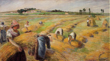 Репродукция картины "the harvest" художника "писсарро камиль"