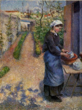 Копия картины "young woman washing plates" художника "писсарро камиль"