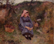 Копия картины "seated peasant girl" художника "писсарро камиль"