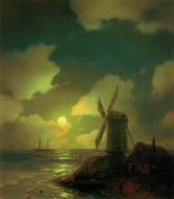 Копия картины "мельница на берегу моря" художника "айвазовский иван"