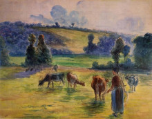 Копия картины "study for &#39;cowherd at eragny&#39;" художника "писсарро камиль"
