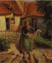 Картина "shepherdess bringing in sheep" художника "писсарро камиль"