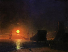 Копия картины "феодосия. лунная ночь" художника "айвазовский иван"
