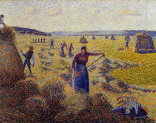 Репродукция картины "the harvest of hay in eragny" художника "писсарро камиль"